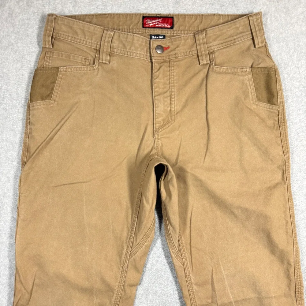Milwaukee M650 Work Pant Mens 34x32 Brown Canvas Utility Carpenter Trousers